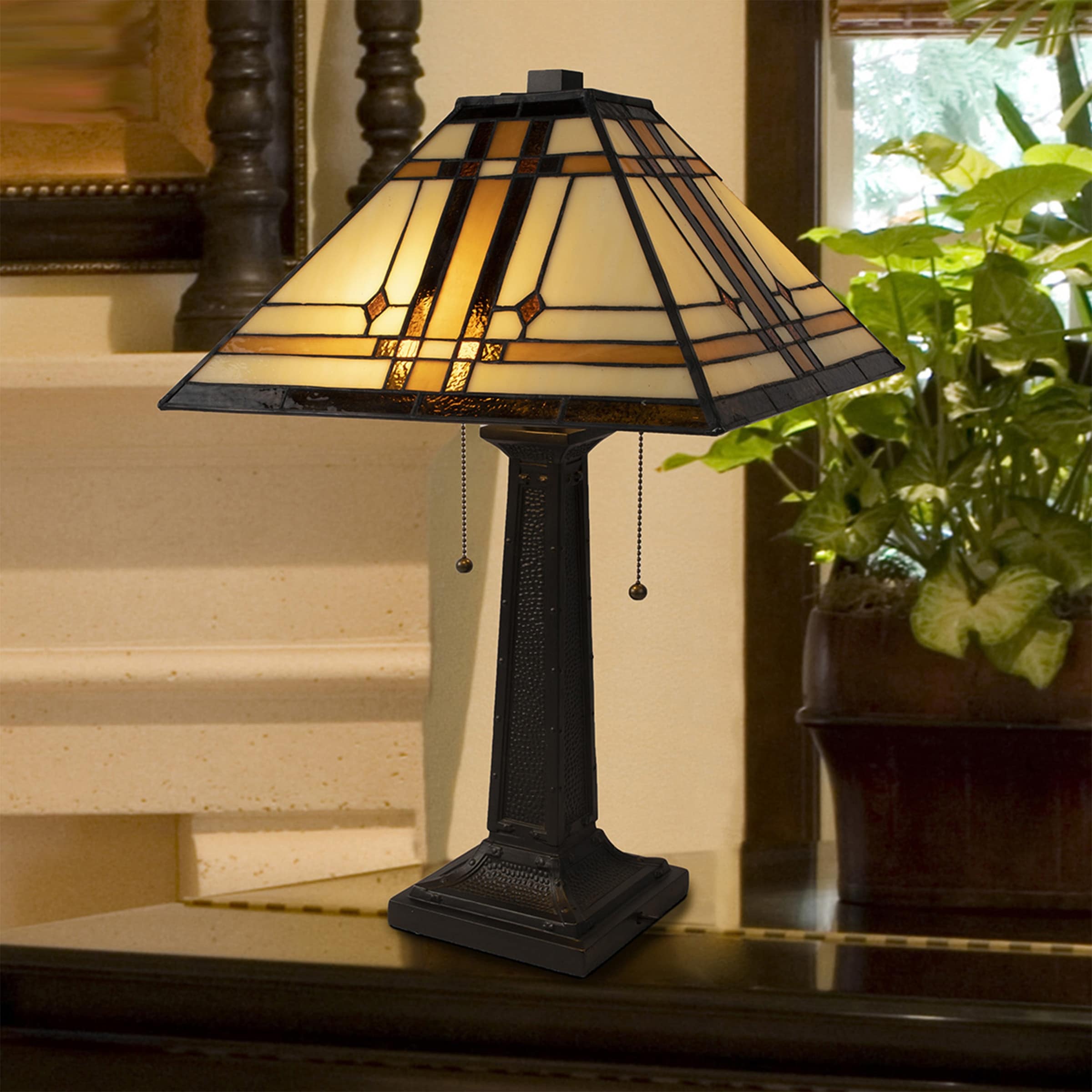Mission style stained glass lamp sale