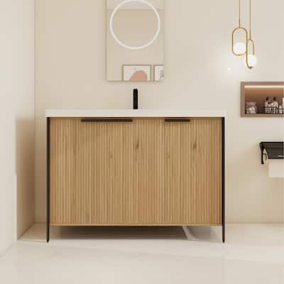 BNK 24/30/36/48/60 inch Freestanding Resin Sink Bathroom Vanity with Soft Close Door and Adjustable Shelf