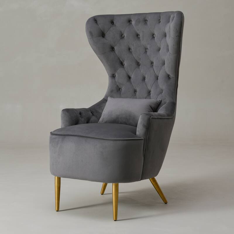 KINWELL Upholstered Tufted Velvet High Wingback Accent Chair
