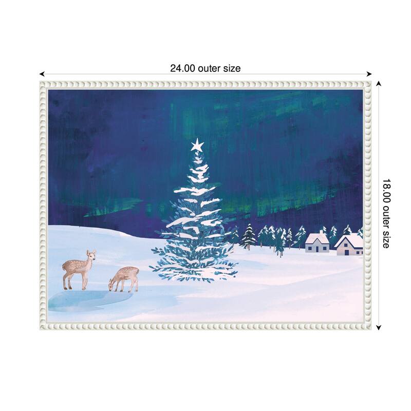 Kate and Laurel Sylvie Beaded Nothern Lights Winter Framed Canvas by Teju Reval
