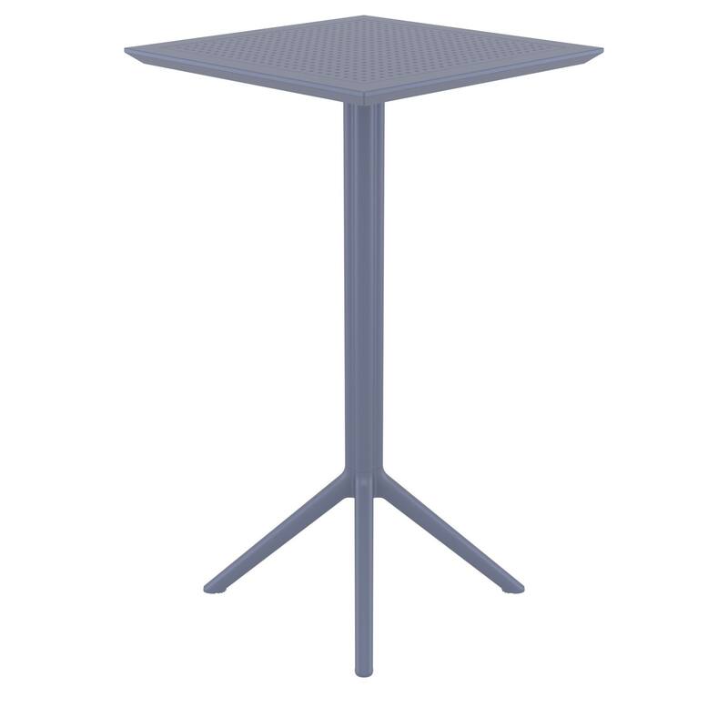 42.5" Gray Folding Square Outdoor Patio Bar Table