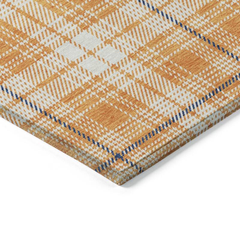 HomeRoots Plaid Transitional Rectangle Outdoor Rug
