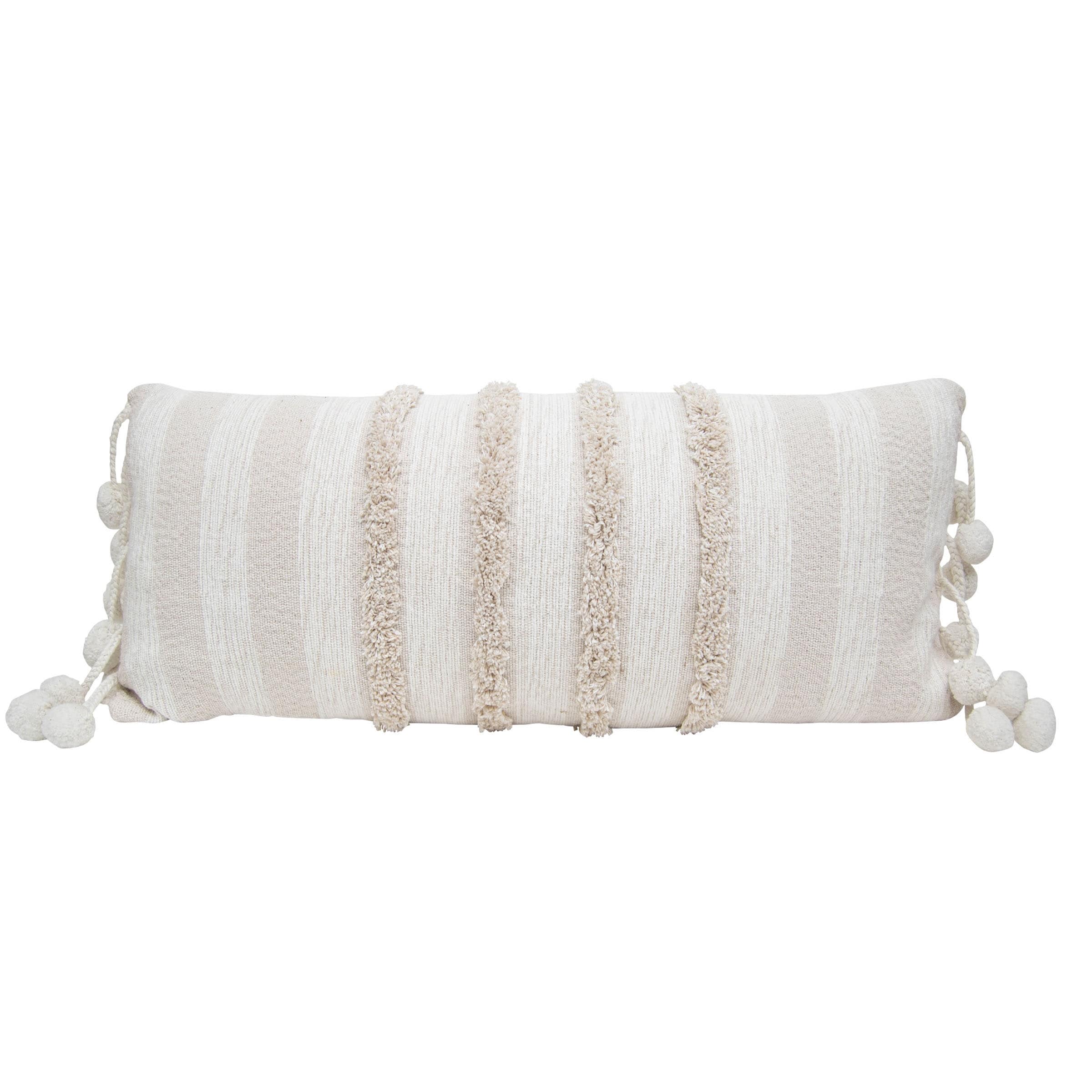 Foreside Home & Garden Hand Woven White Cotton with Polyester Fill Throw Pillow