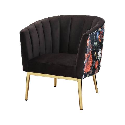 ACME Colla Sloped Arm Tufted Accent Chair in Black and Gold