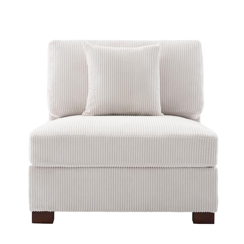 Modern L-Shaped Corduroy Modular Sectional Couch Sofa with Pillows