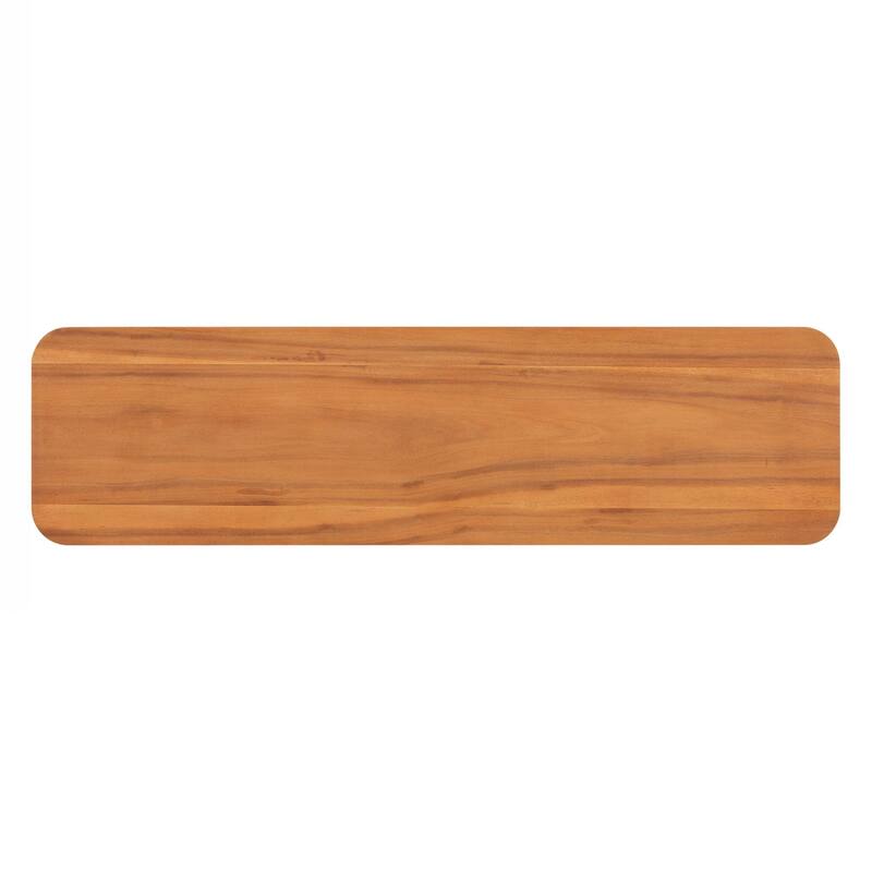 Elegant Minimalist Console Table with Curved Corners,Natural Wood Veneer,U-Base Design for Easy Placement