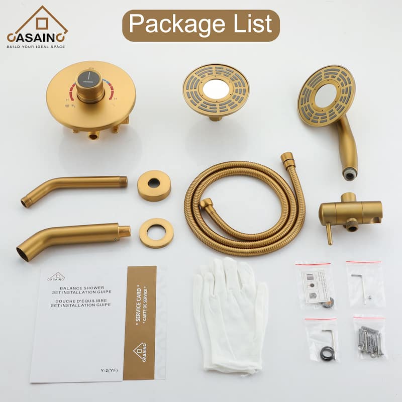 CASAINC Tub Shower Faucet, 2-Spray Patterns Shower Faucet Set with 5-inch Rainfall Shower Head and Tub Spout - 5" x 5"
