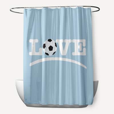 Love Soccer Word Print Shower Curtain