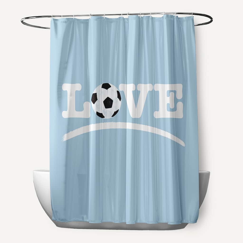 Love Soccer Word Print Shower Curtain