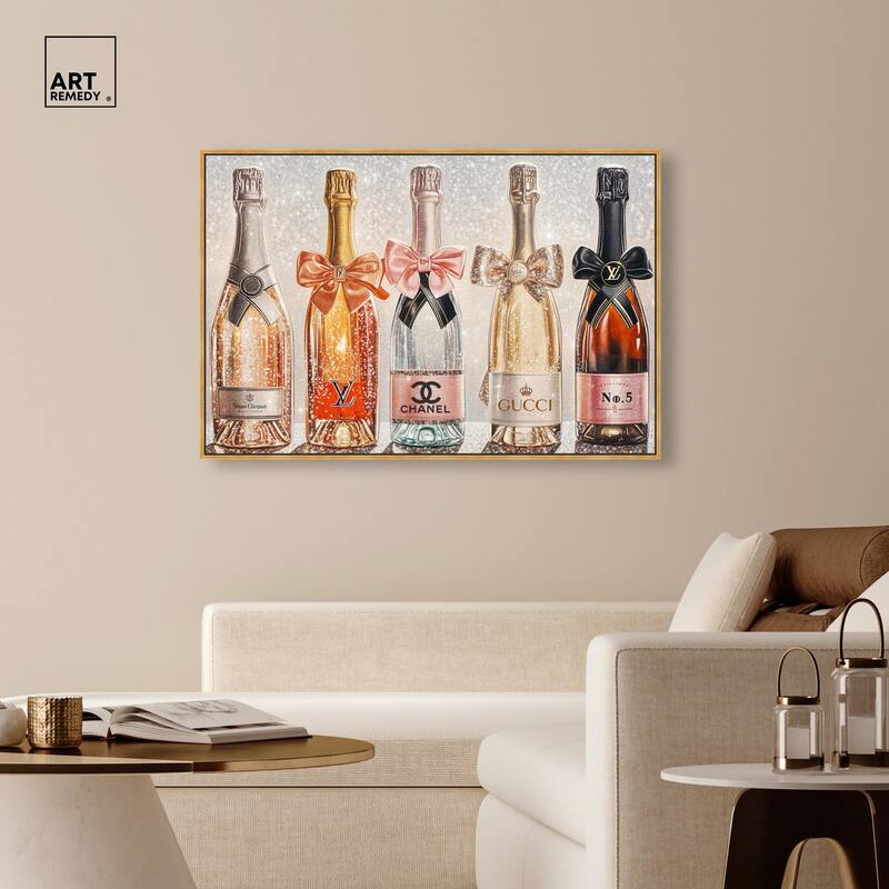 Champagne Bottles Glitz Canvas by Art Remedy