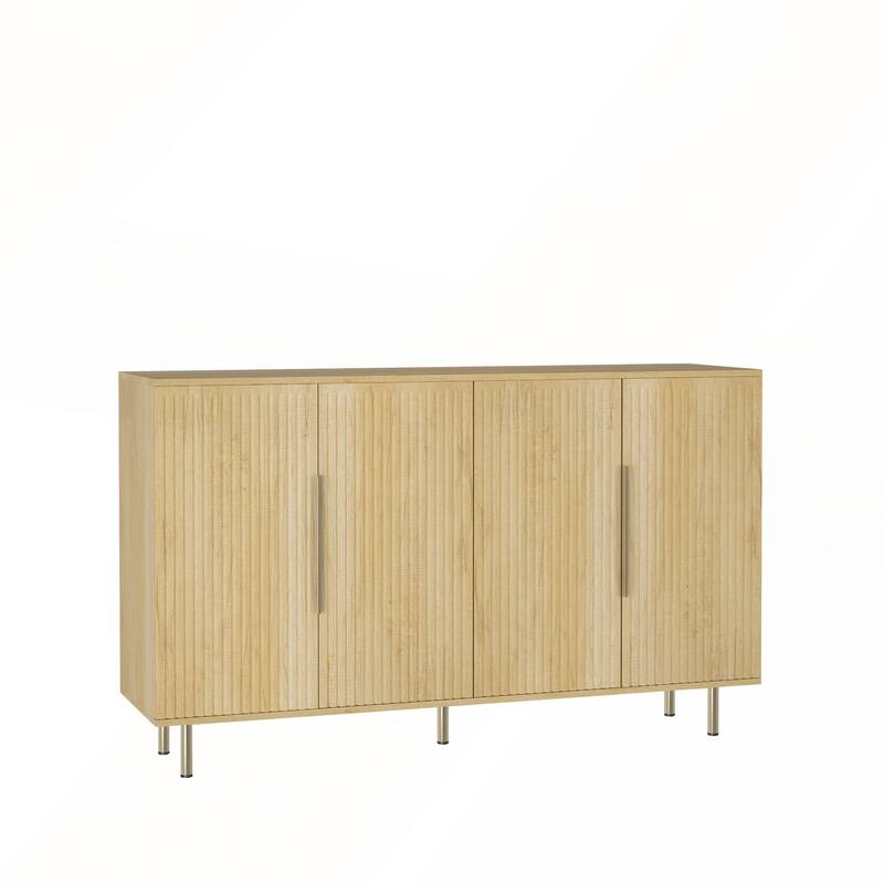 Fluted Sideboard Large Buffet with Adjustable Shelves