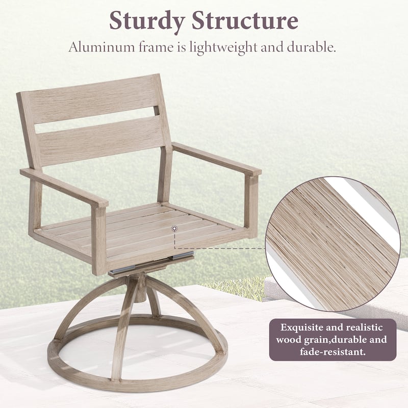 Outdoor Patio Swivel Aluminum Dining Chairs with Sunbrella Fabric Cushion