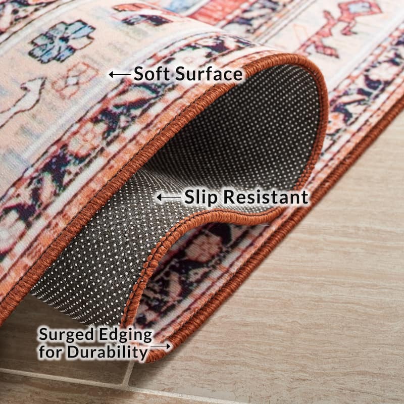 SAFAVIEH Tucson Machine Washable Slip Resistant Rosina Oriental Medallion