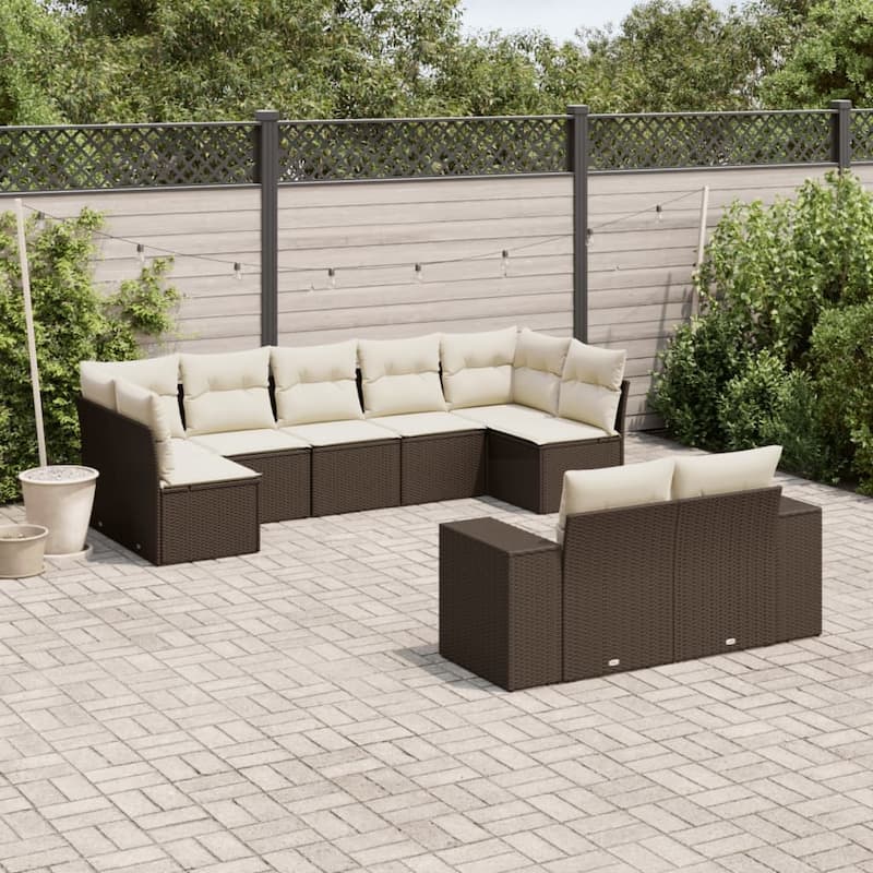 vidaXL Patio Sofa Set with Cushions Outdoor Conversation Furniture Poly Rattan