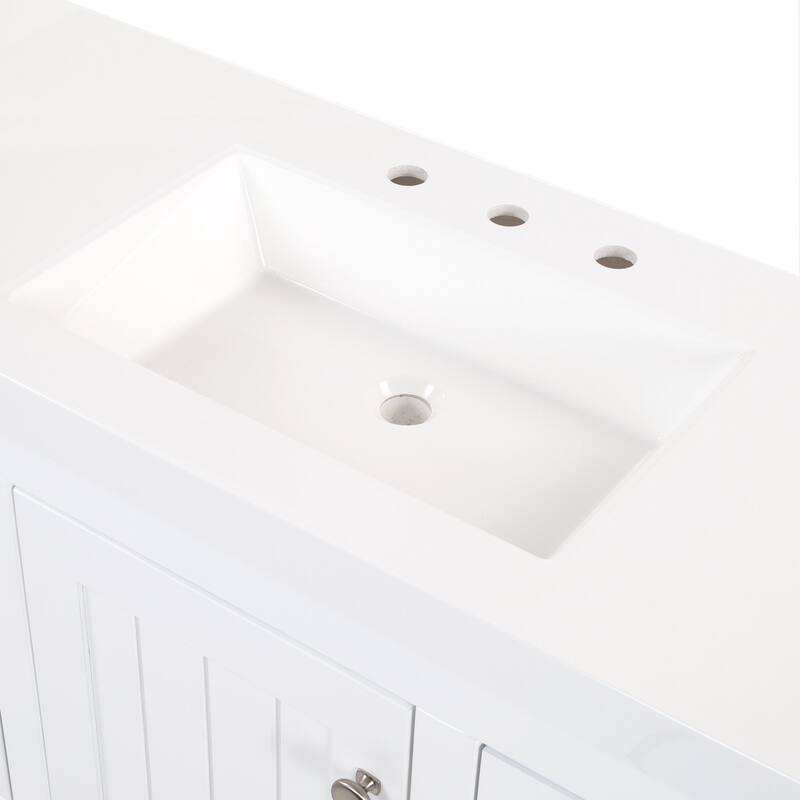 Chamiree 42.5" Bathroom Vanity With Cabinet, 6 Drawers, and White Sink Top