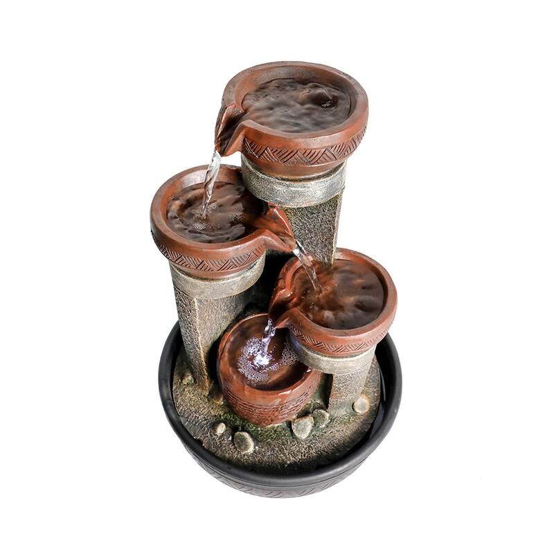 4-Tier Tabletop Water Fountain with Lights, 15.7-inch