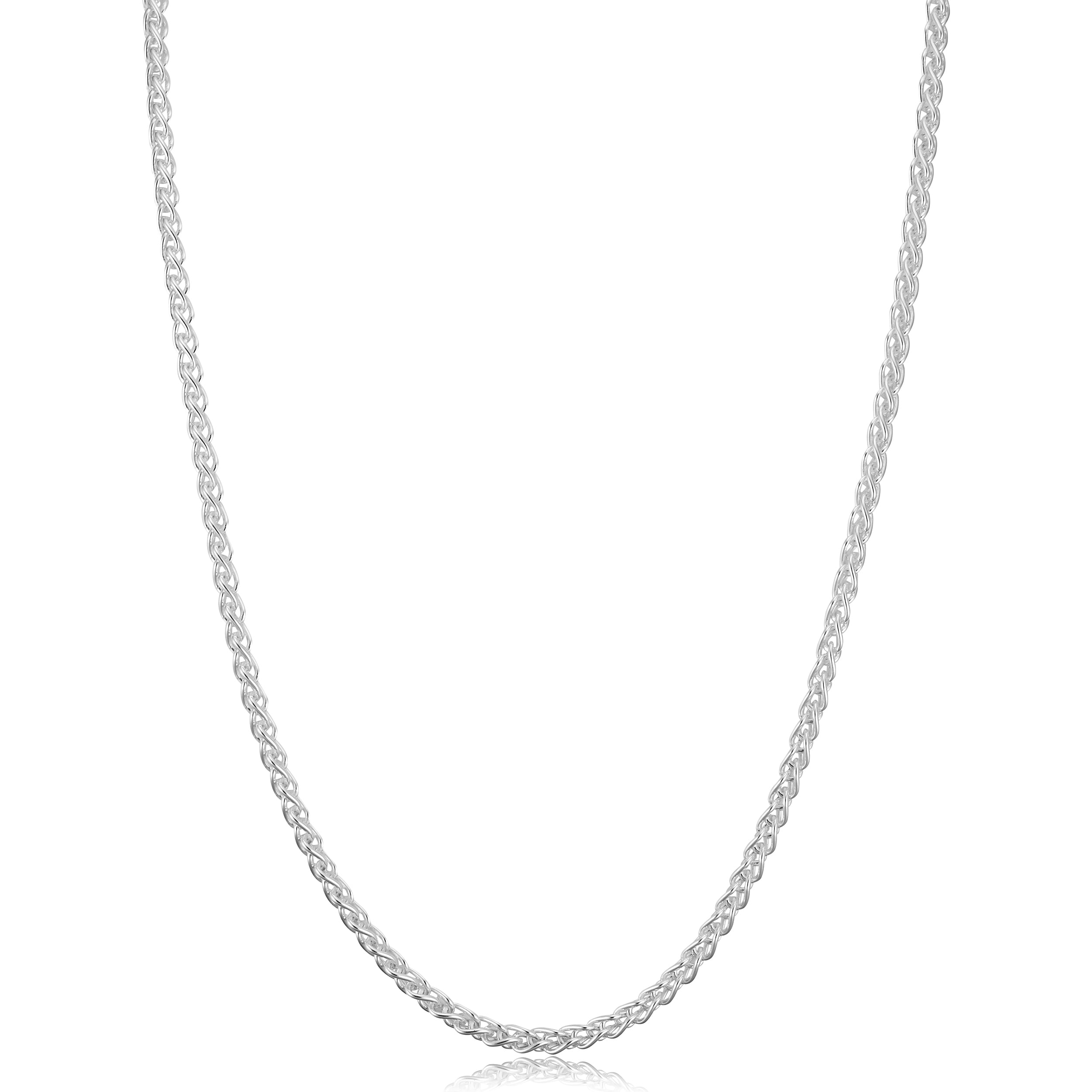 Au Naturale Italian Sterling Silver 2.6 millimeter Round Wheat Chain Necklace