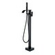 preview thumbnail 1 of 13, Floor Mount Tub Faucet With Hand Sprayer Freestanding Roman Bathtub Faucet Modern Waterfall Tub Filler Trim With Handheld Showe Matte Black