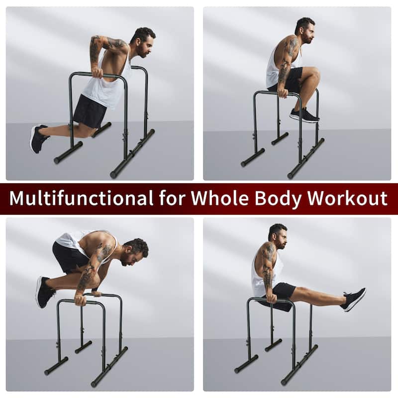 Power Tower Dip Station Pull-Up Bar Adjustable Height Training Equipment