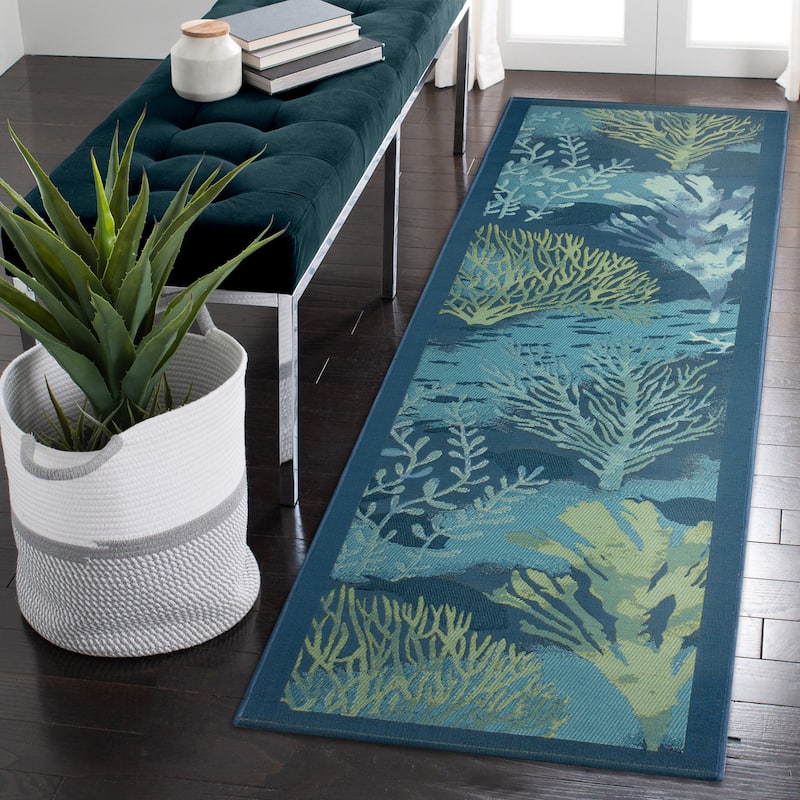 Liora Manne Marina Coral Garden Indoor/Outdoor Rug - 1'11" x 7'6" - Lapis