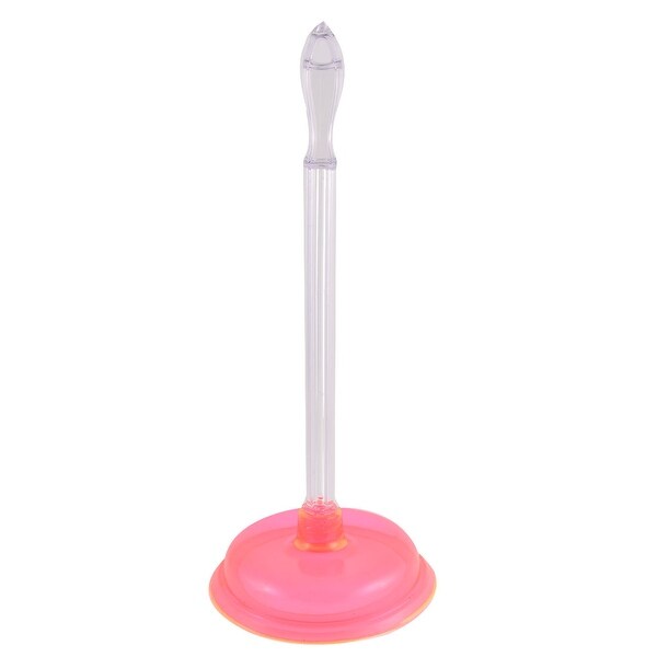 Bathroom Washroom Non-slip Handle Rubber Suction Cup Toilet Plunger Red Clear