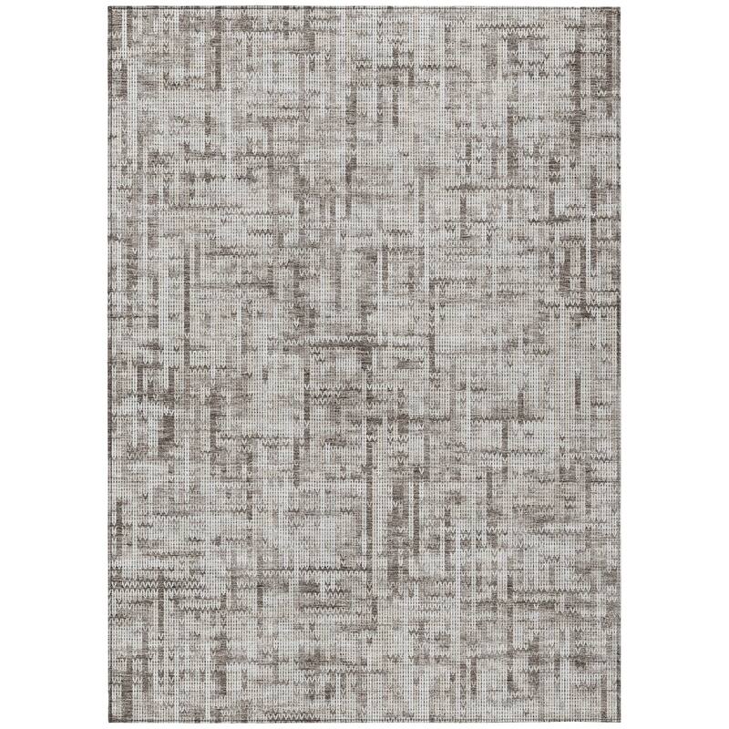Machine Washable Indoor/Outdoor Modern Crosshatch Chantille Rug