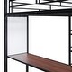 preview thumbnail 7 of 14, Metal Loft Bed with 3 Layers of Shelves and Desk, Kids High Loft Bed Frame, Whiteboard & Slatted Guardrails