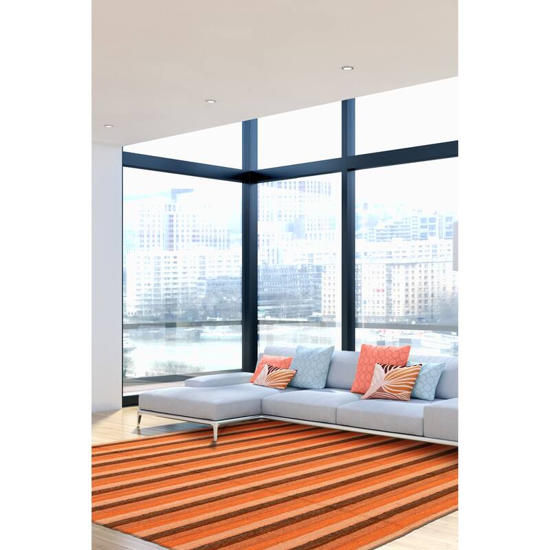 ECARPETGALLERY Flat-Weave Natural Orange Wool Tapestry Kilim - 9'10 x 9'5