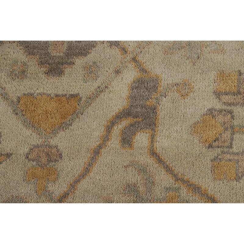 Gray Oushak Large Rug Transitional Handmade Wool Carpet - 12'0" x 15'1"