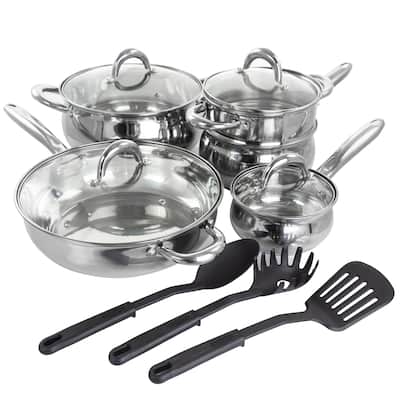 Gibson Home Ancona 12Pc SS Belly Shaped Cookware Set w/ Tools