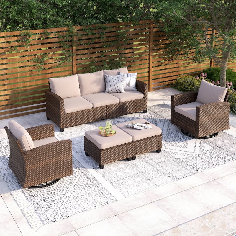 5/9-Seat Patio Furniture Wicker Rattan Outdoor Deep Seating Sectional Sofa Large Conversation Set