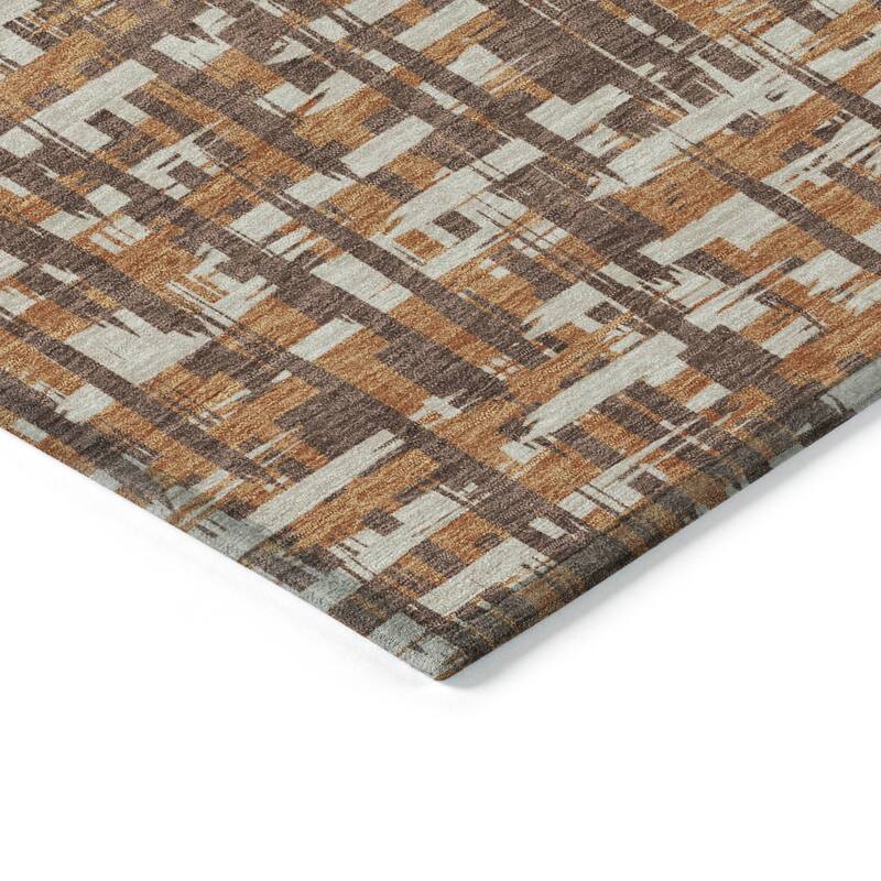 Machine Washable Indoor/ Outdoor Modern Crosshatch Chantille Rug