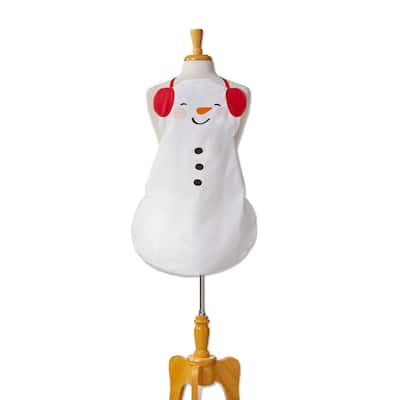 Snowman Kids Apron - Christmas Kitchen Cooking Apron, White Multi Cotton, Machine Wash, 26.1" L x 17.97" W