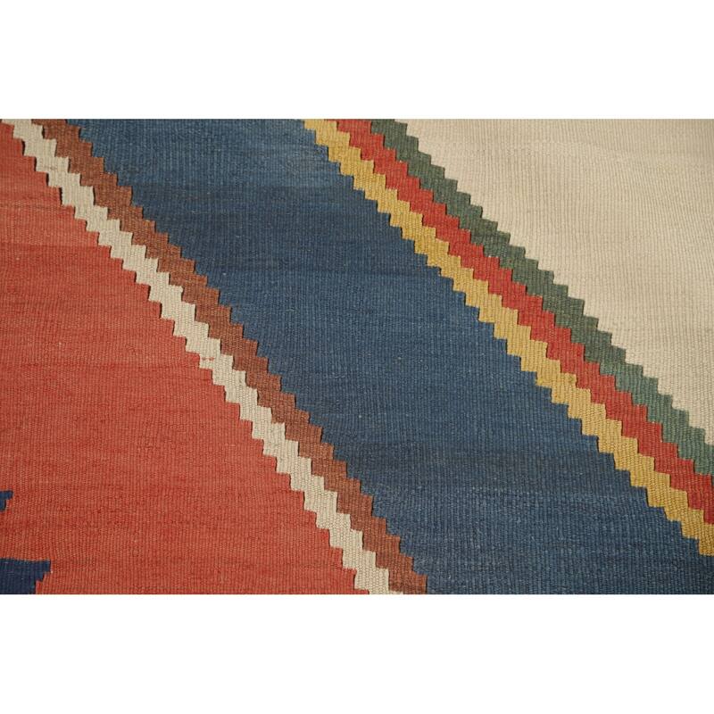 Vegetable Dye Kilim Qashqai Persian Area Rug Hand-Woven Wool Carpet - 4'11" x 8'1"
