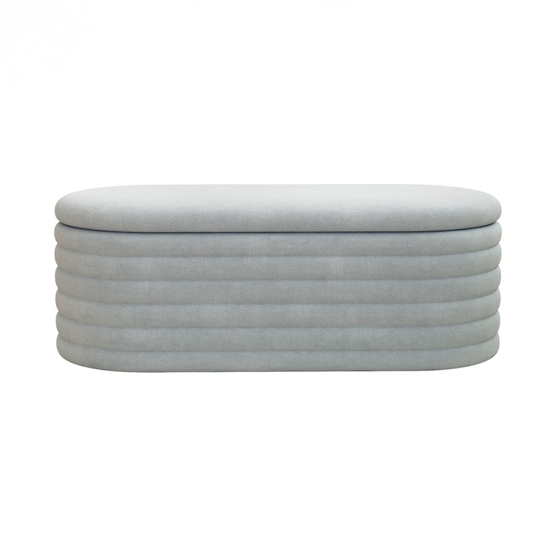 Ottoman Bench Upholstered Fabric Storage Bench End of Bed Stool with Safety Hinge for Bedroom, Living Room, Entryway