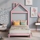 preview thumbnail 19 of 34, Twin Size Wood Platform Bed with House-shaped Headboard-White