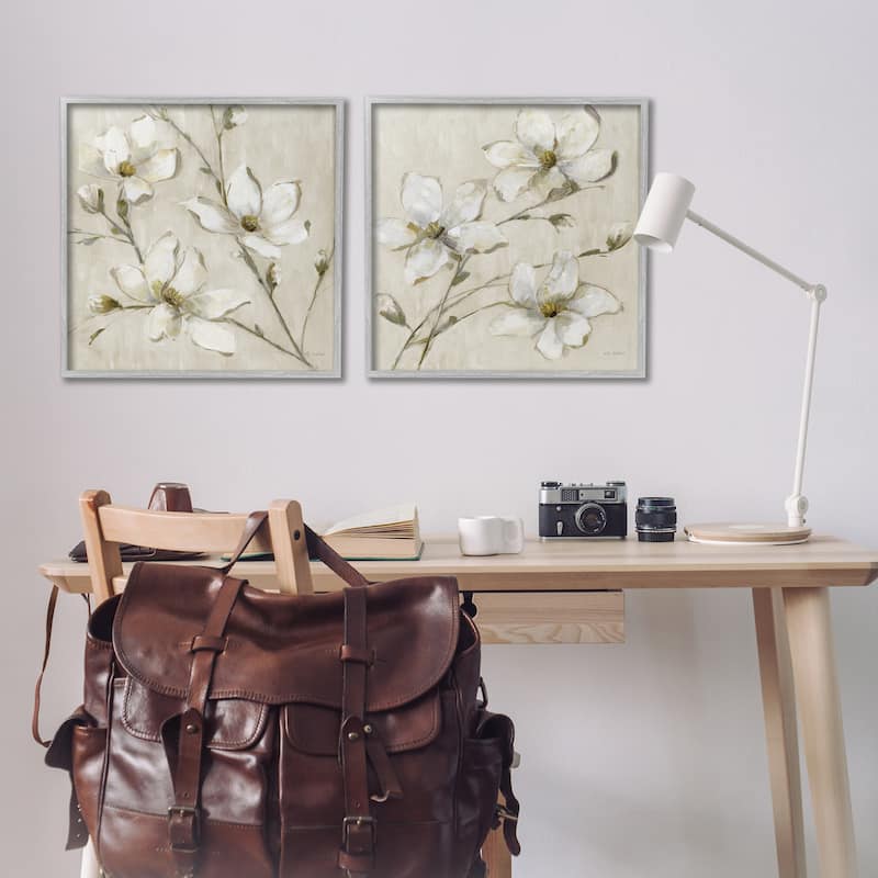 Stupell Outstretched Dogwood Branches Framed Giclee Art Design By Sally Swatland (Set of 2)