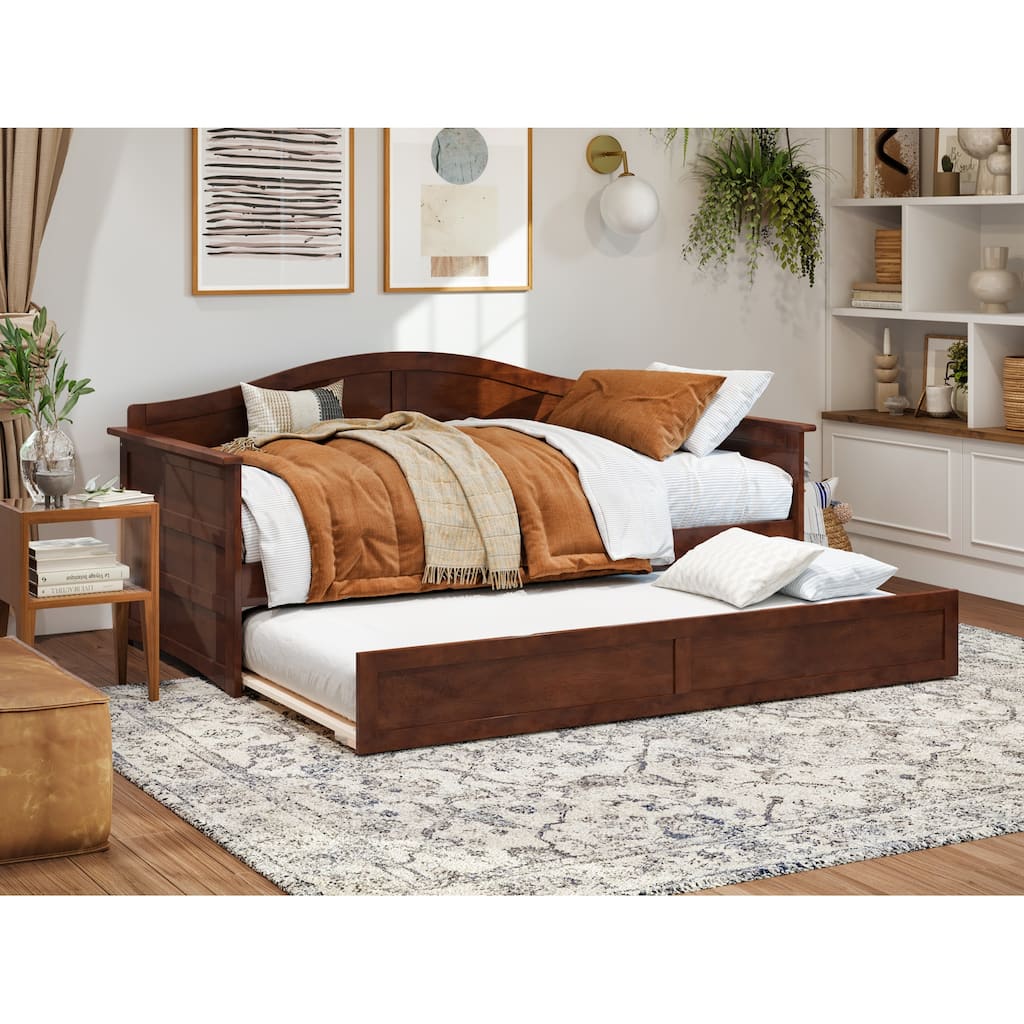 Twin Daybed with Trundle - Wood Daybed Frame, Modern Design, Space Saving Furniture