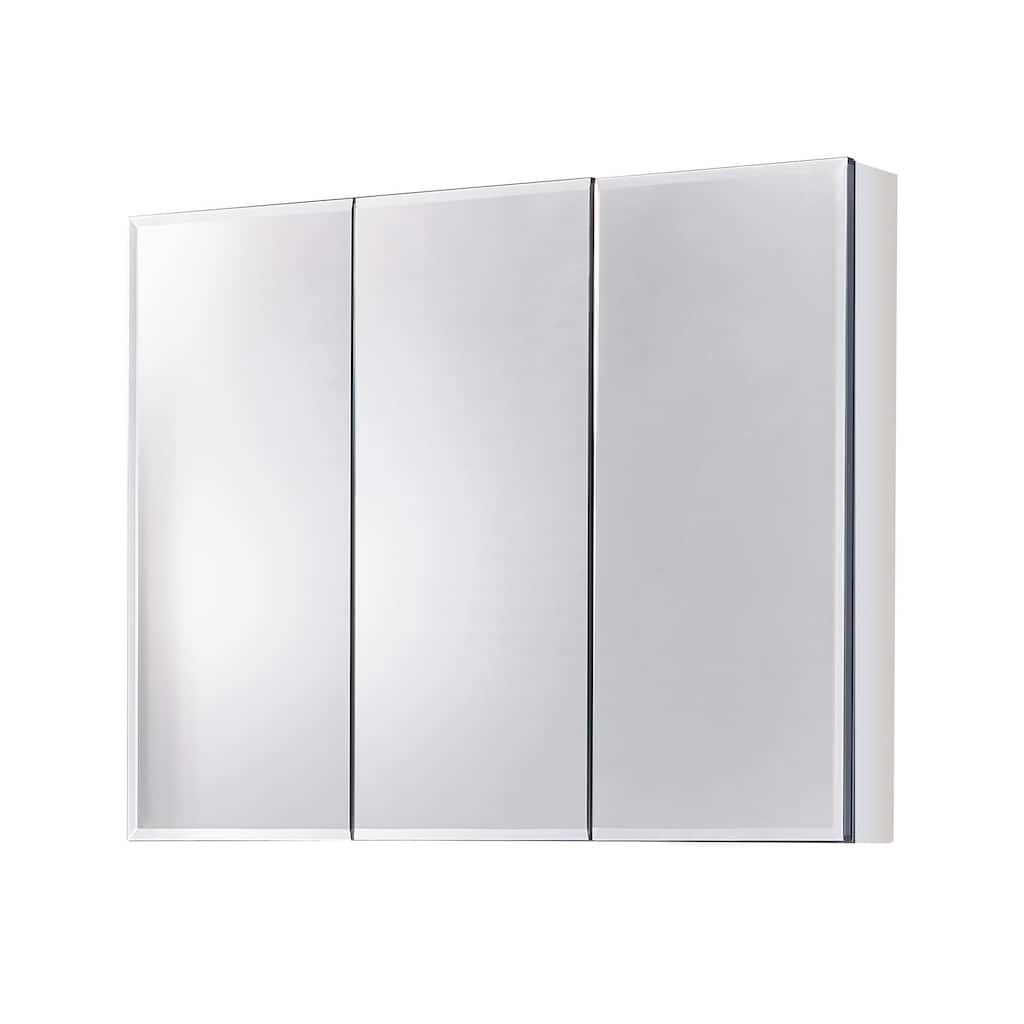 36-in W Modern Three-Door Aluminum Wall Mount Bathroom Mirror Medicine Cabinet - 36-in W x 5-in D x 26-in H