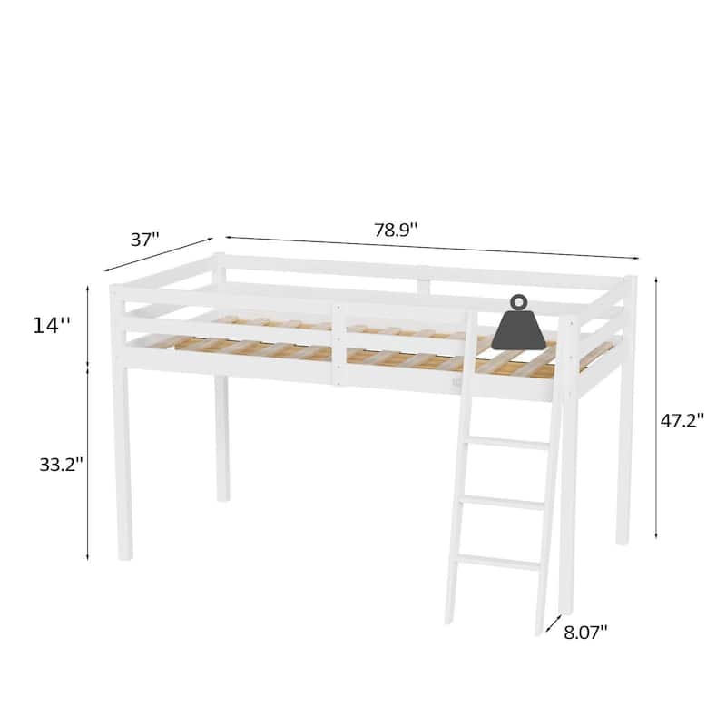 Espresso Wood Junior Loft Bed with Stairs for Adults, Kids and Young Teens
