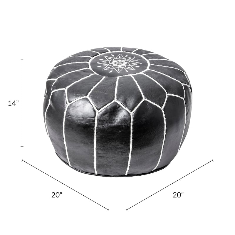 Nuloom Handmade Moroccan Leather Filled Ottoman Pouf