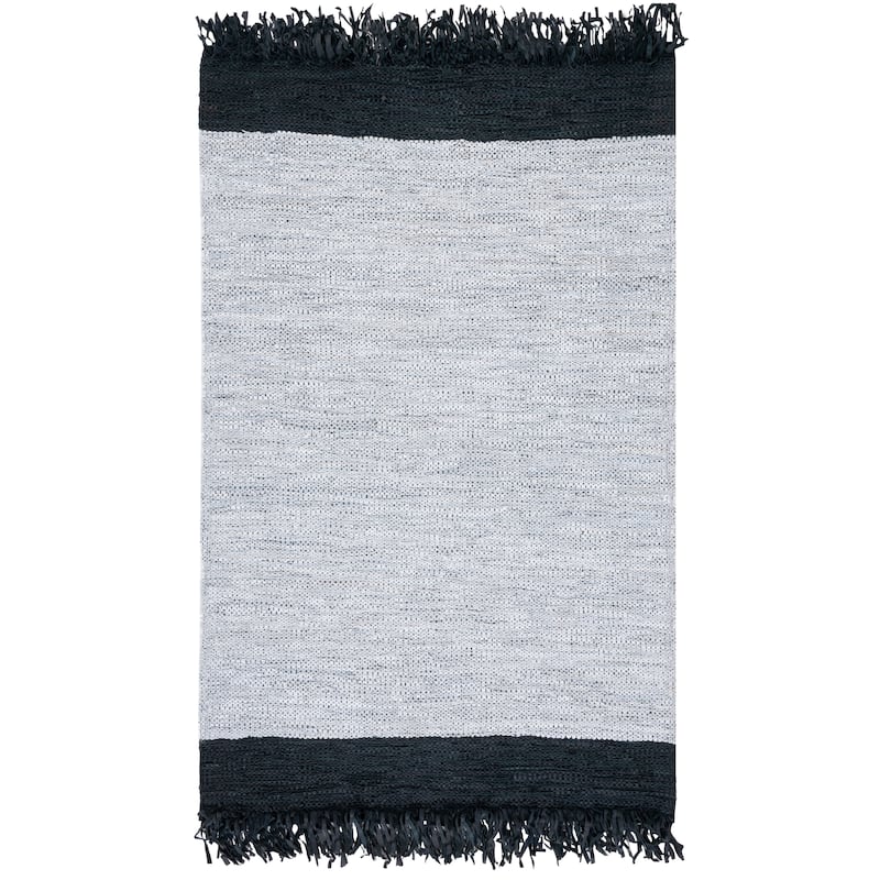 SAFAVIEH Handmade Vintage Leather Nichole Modern Rug - 6' Square - Ivory/Black