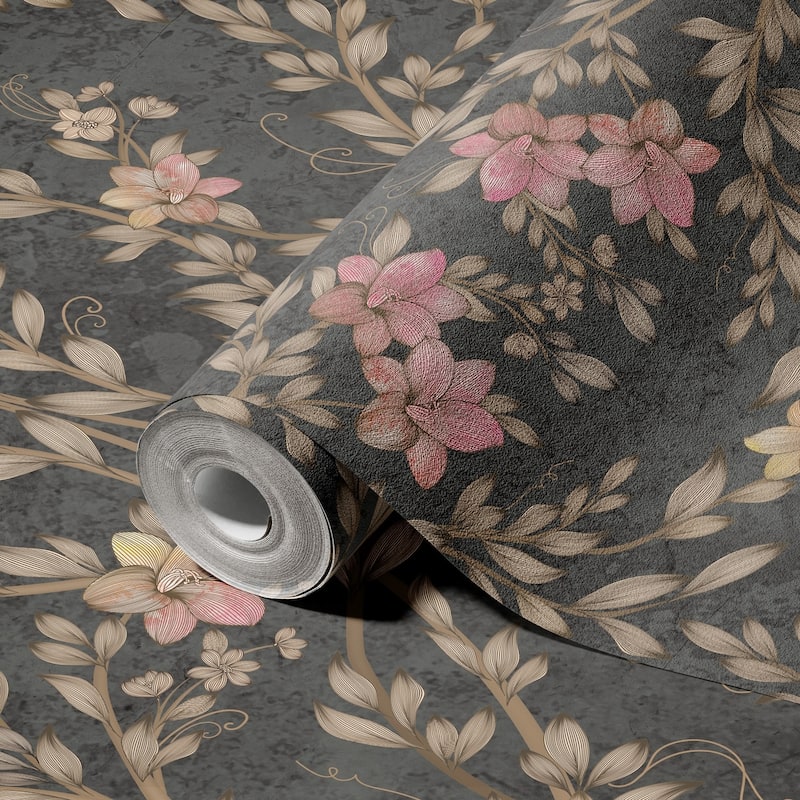 Vintage Branches Soft Blue Blooms Pattern Wallpaper Mural