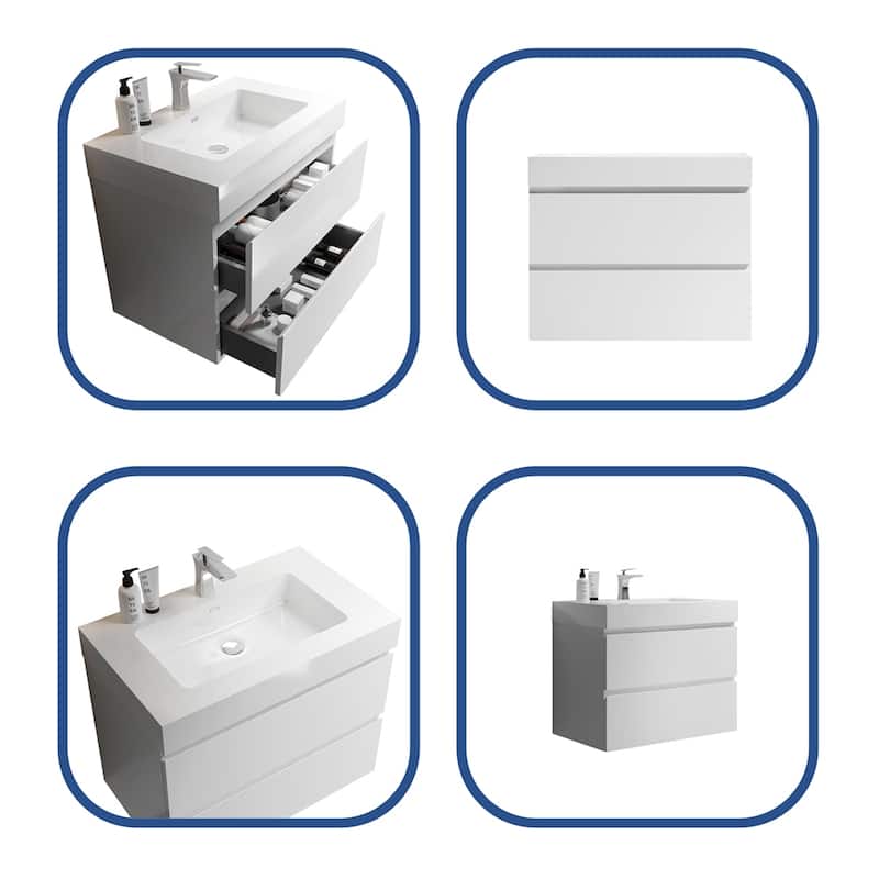 Storage Wall Mounted Floating Bathroom Vanity with Sink