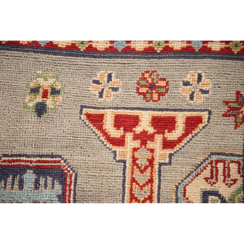 Traditional Grey Kazak Rug Handmade Wool Carpet - 3'5"x 5'0"
