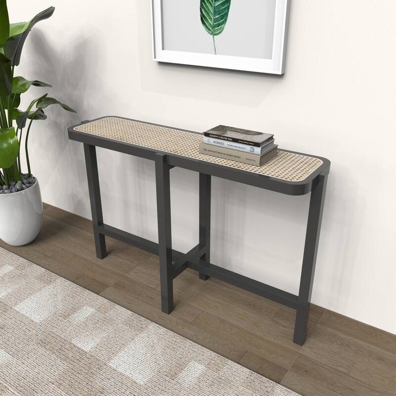 Marsie Wood and Rattan 48-inch Console Table