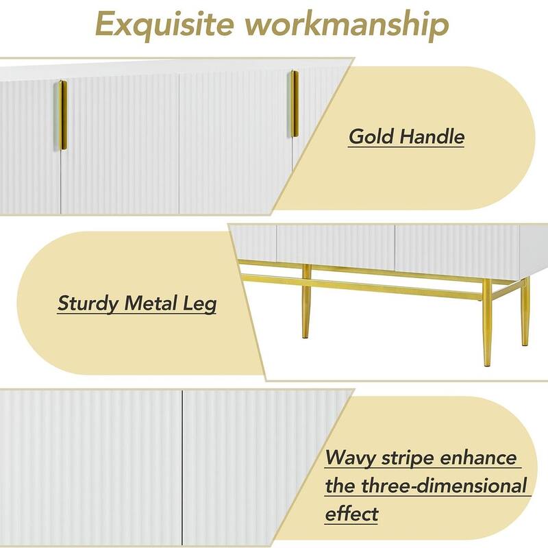 60" Modern Elegant 4-Door Cabinet Buffet/Sideboard