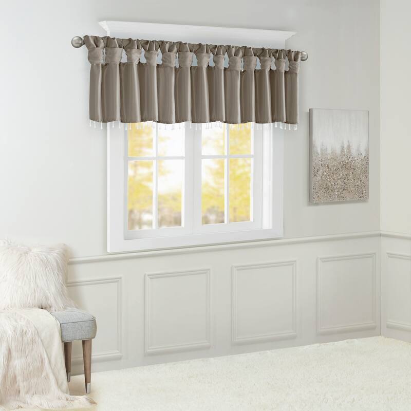 Madison Park Natalie Lightweight Faux Silk Valance with Beads - 50x26"