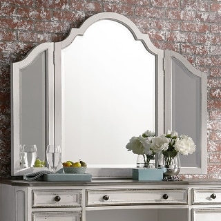 Magnolia Manor Antique White Tri-Fold Vanity Mirror - Antique White