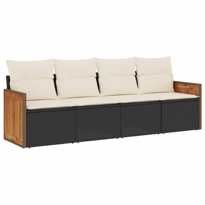 vidaXL Patio Sofa Set with Cushions Outdoor Conversation Furniture Poly Rattan